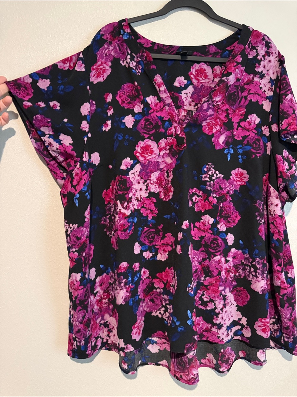 torrid Black Tunic Top with Pink & Purple Floral Print - Picture 4 of 6